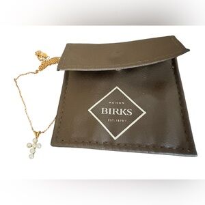 New 18k yellow gold chain with pearl cross pendant for children baptism gift